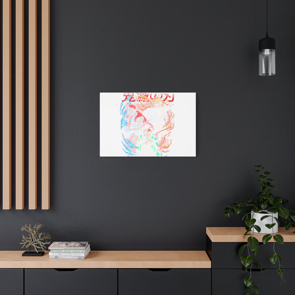 Anime Canvas Wall Art — Demon Slayer Tanjiro & Rengoku Matte Stretched Print