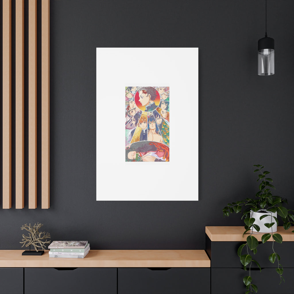 Anime Character Collage Matte Canvas Print - Stretched Wall Art