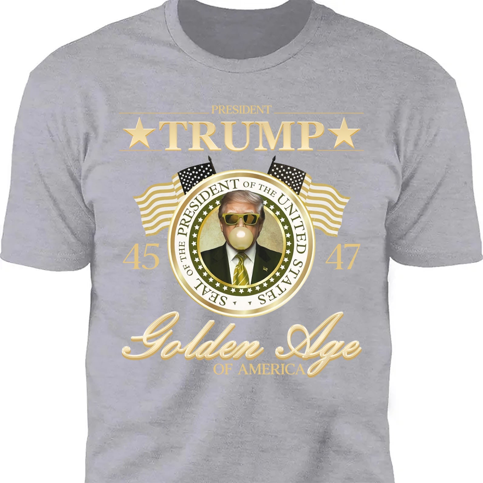 Trump Golden Age of America Shirt, President Trump Shirt, Funny Trump Bubble Gum MAGA Shirt, Republican Dark Shirt 681990 - GOP