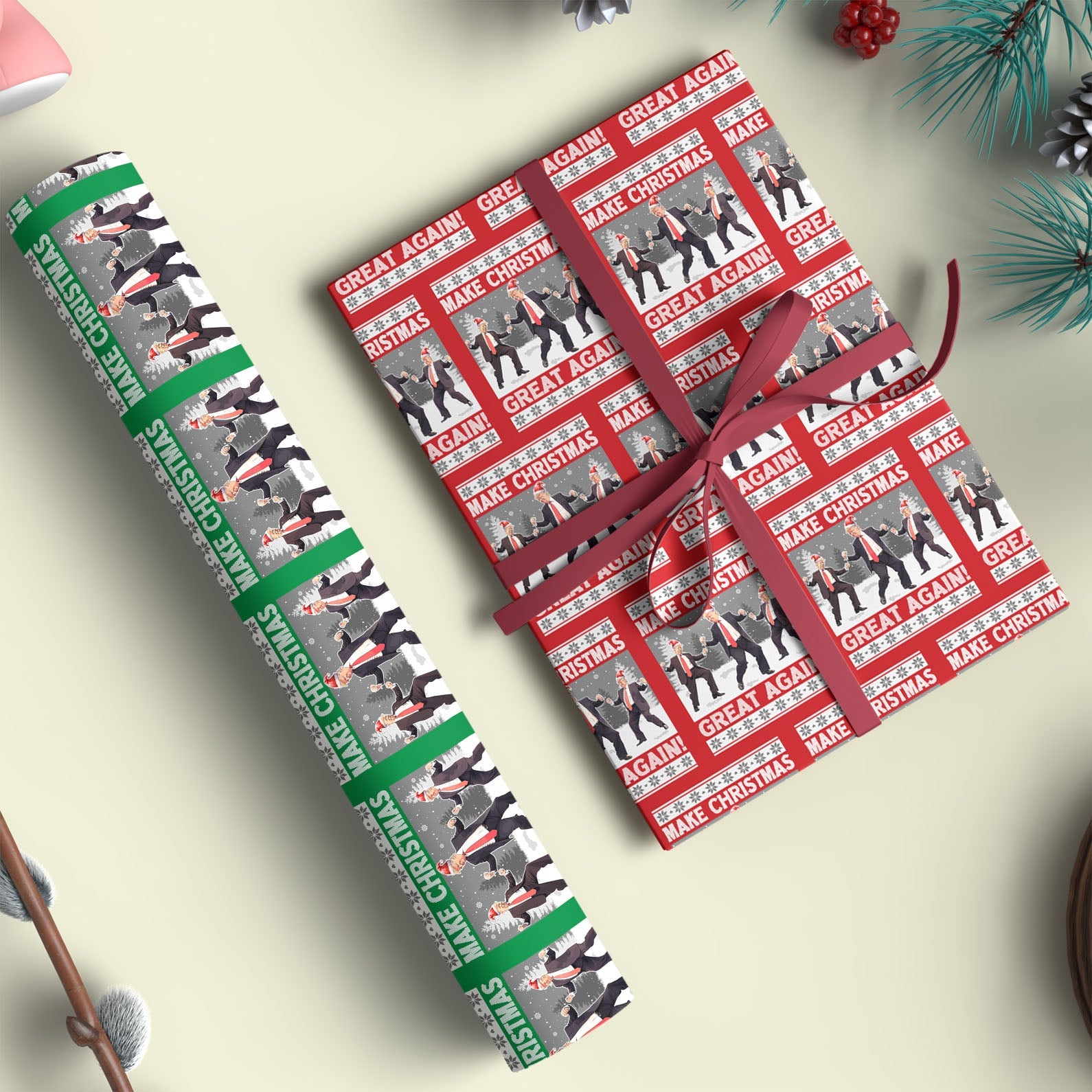 Make Christmas Great Again Wrapping Paper, Funny Trump Dancing, Trump 2024 Wrap, Republican Gift 681383 - GOP