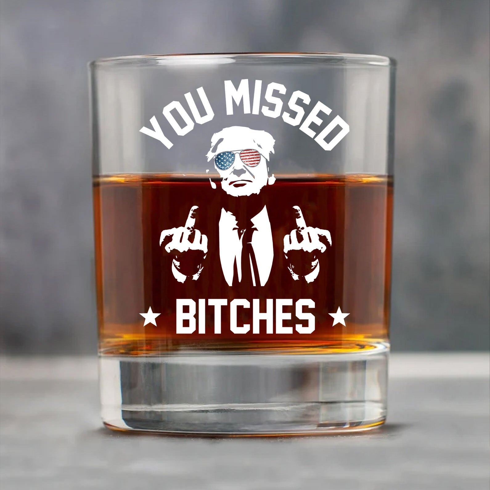 Engraved Trump You Missed | Trump 2024 Election Whisky Glass | Trump 47th President Print Whisky Glasses T1759 - GOP