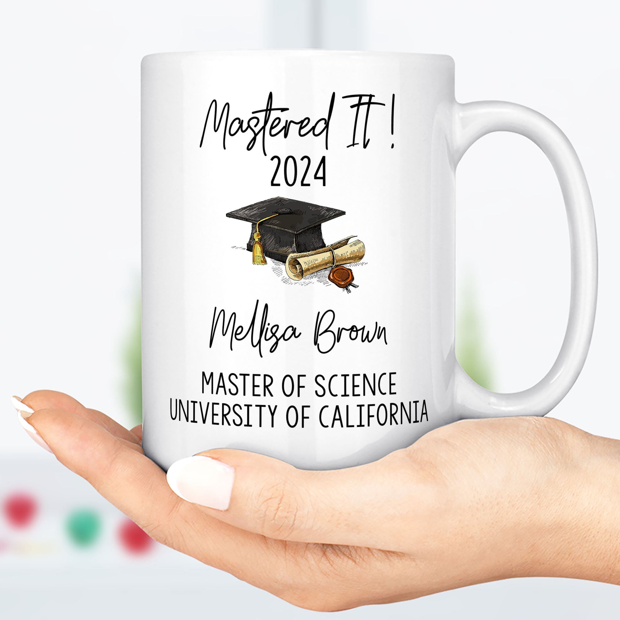 Masters Degree Gift Personalized Custom Graduation Mug T515