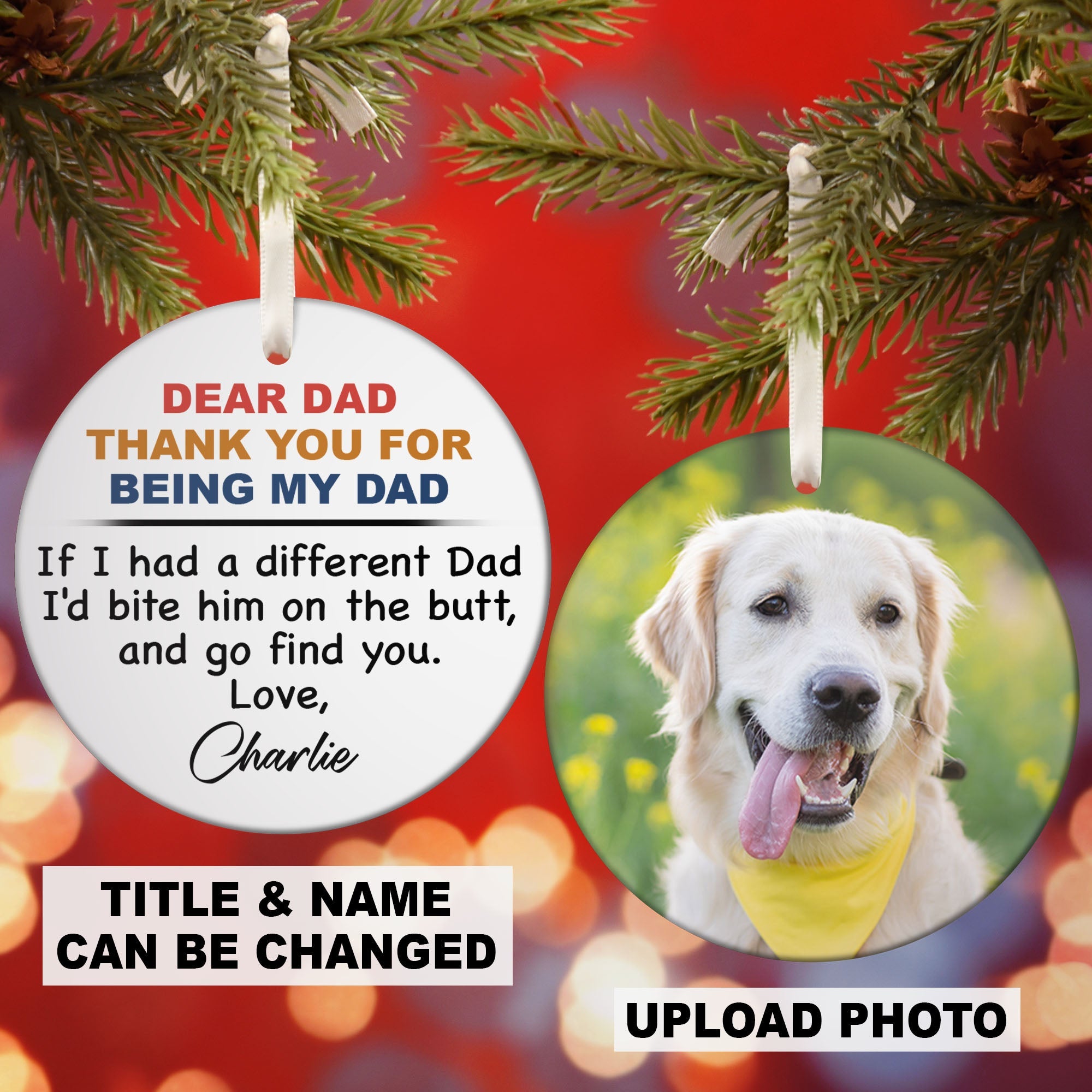 Thank for being my dad Dog Cat Christmas Ceramic Ornament C805