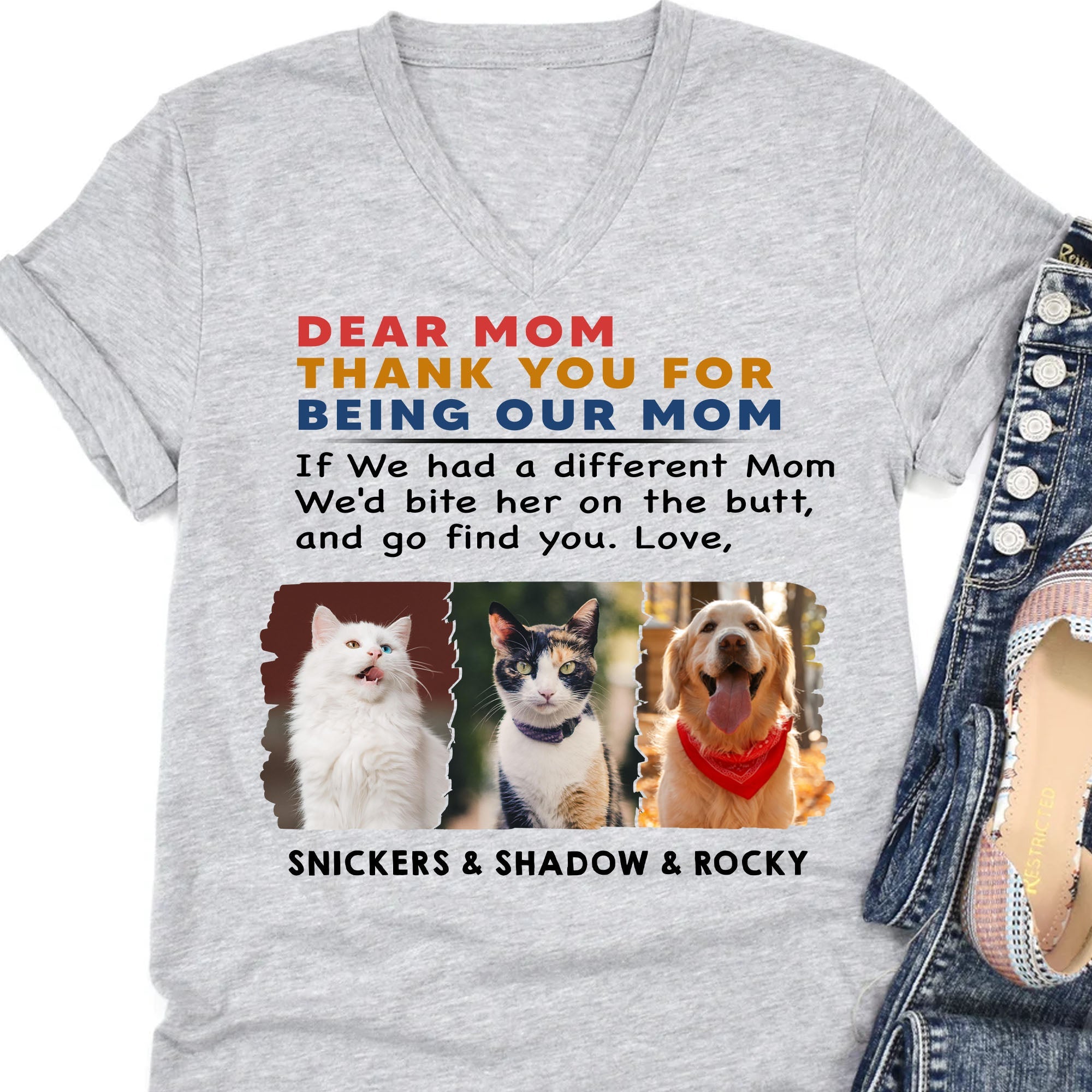 Personalized Custom Photo Dog Cat Bright Shirt Gift For Dad Mom C670V2