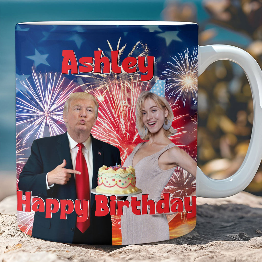 Photo With Donald Trump Custom Photo Full Wrap Mug, Birthday Mug, Birthday Gift Ideas 682046 - GOP