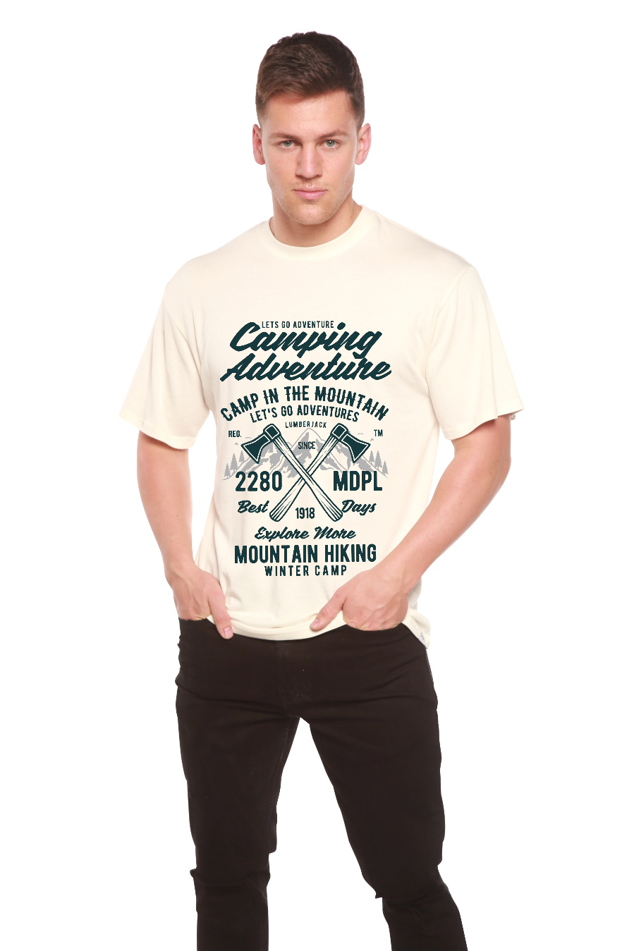 Camping Adventure Men's Bamboo Viscose/Organic Cotton Short Sleeve Graphic T-Shirt