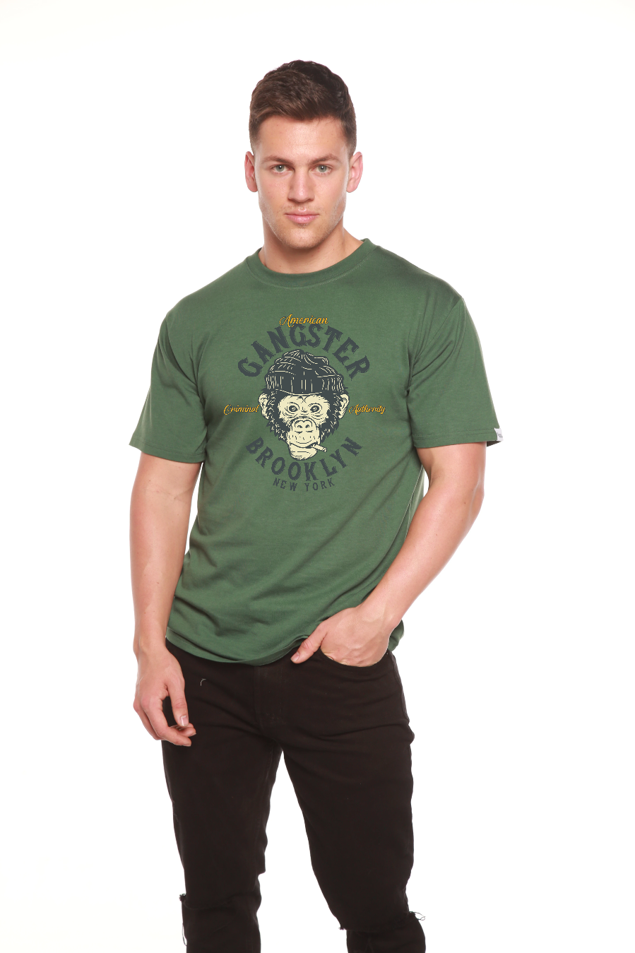 Gangster Brooklyn Men's Bamboo Viscose/Organic Cotton Short Sleeve Graphic T-Shirt