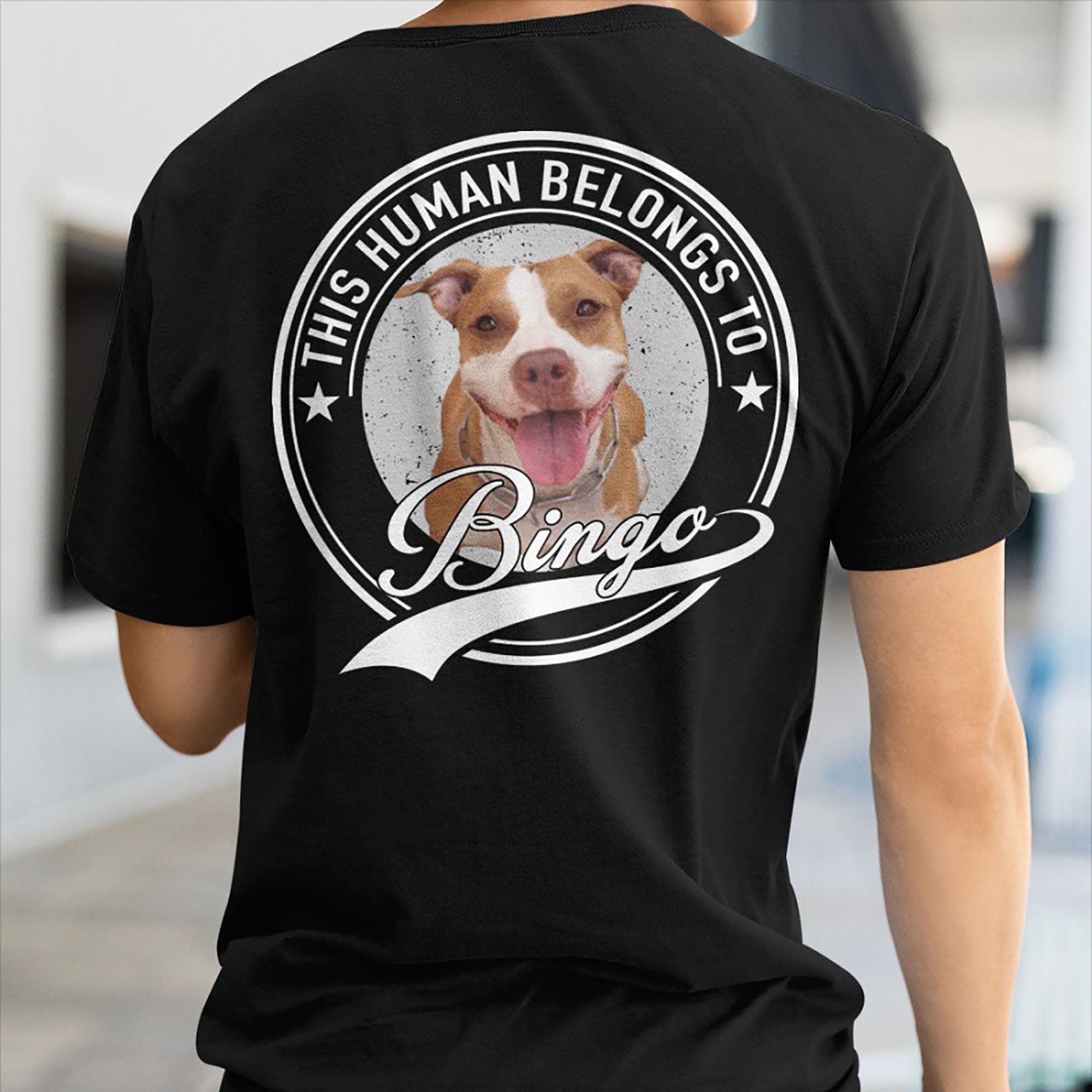 Human Belongs To Dog Cat Personalized Custom Photo Dog Cat Pet Backside Shirt C251N