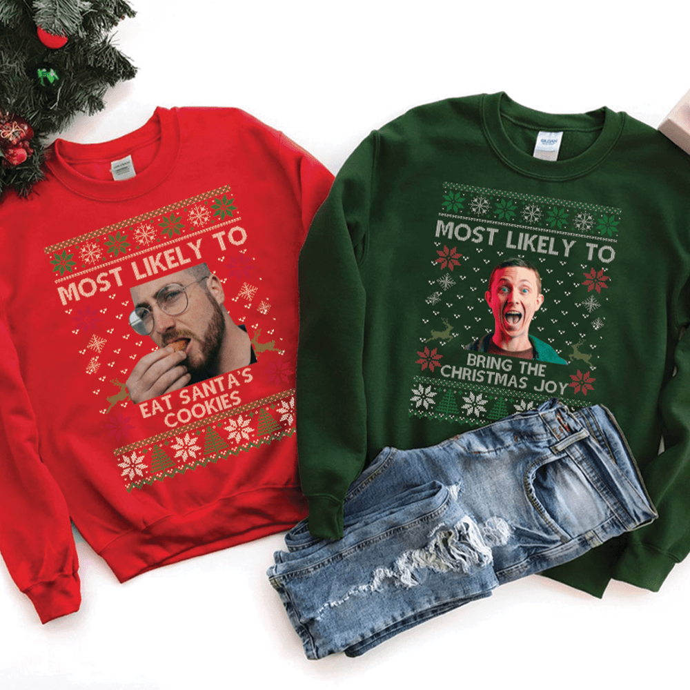 Most Likely Family Custom Photo Christmas Sweater
