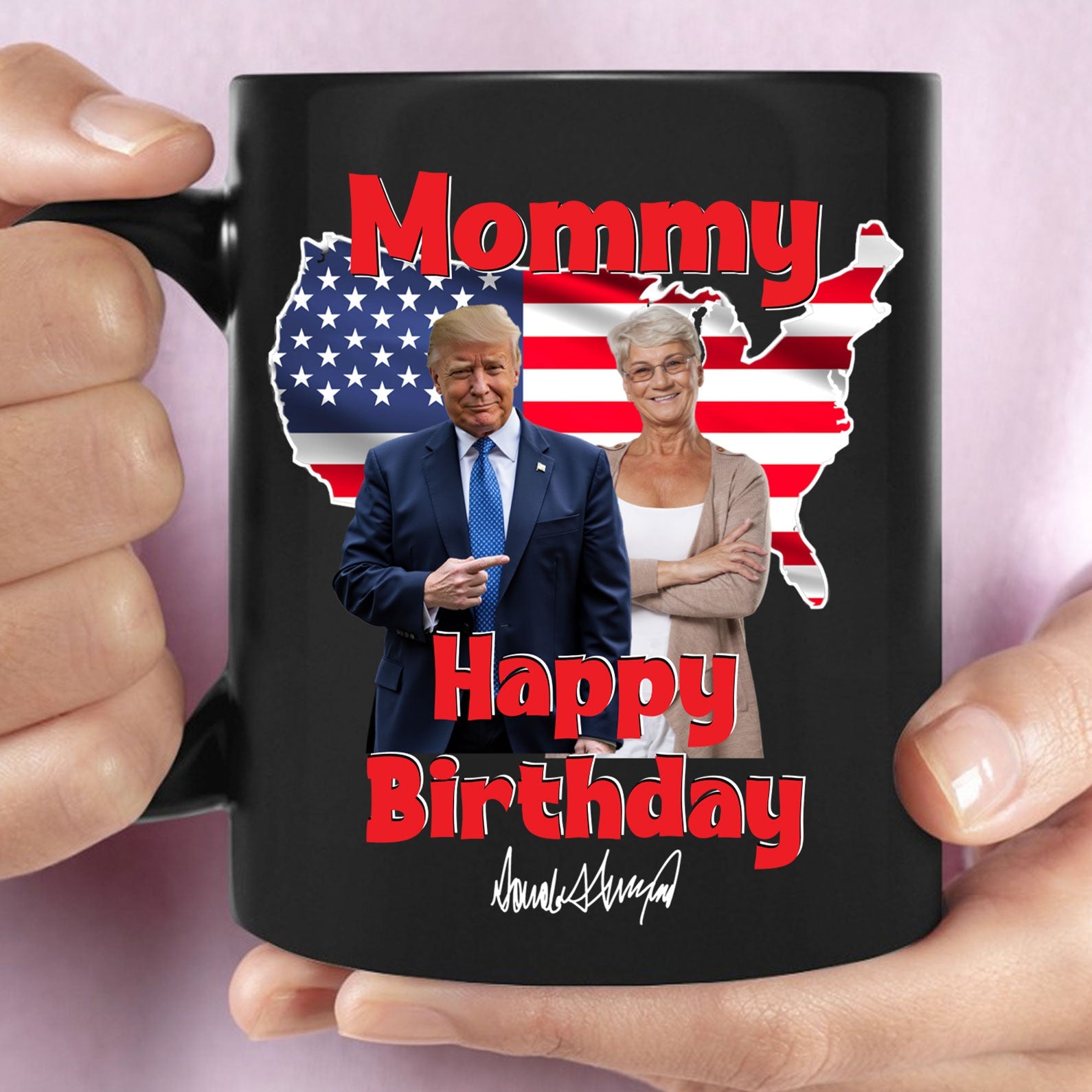 My Dad With Donald Trump Custom Photo Black Mug | Father's Day Mug | Father's Day Gift Ideas 682048 - GOP