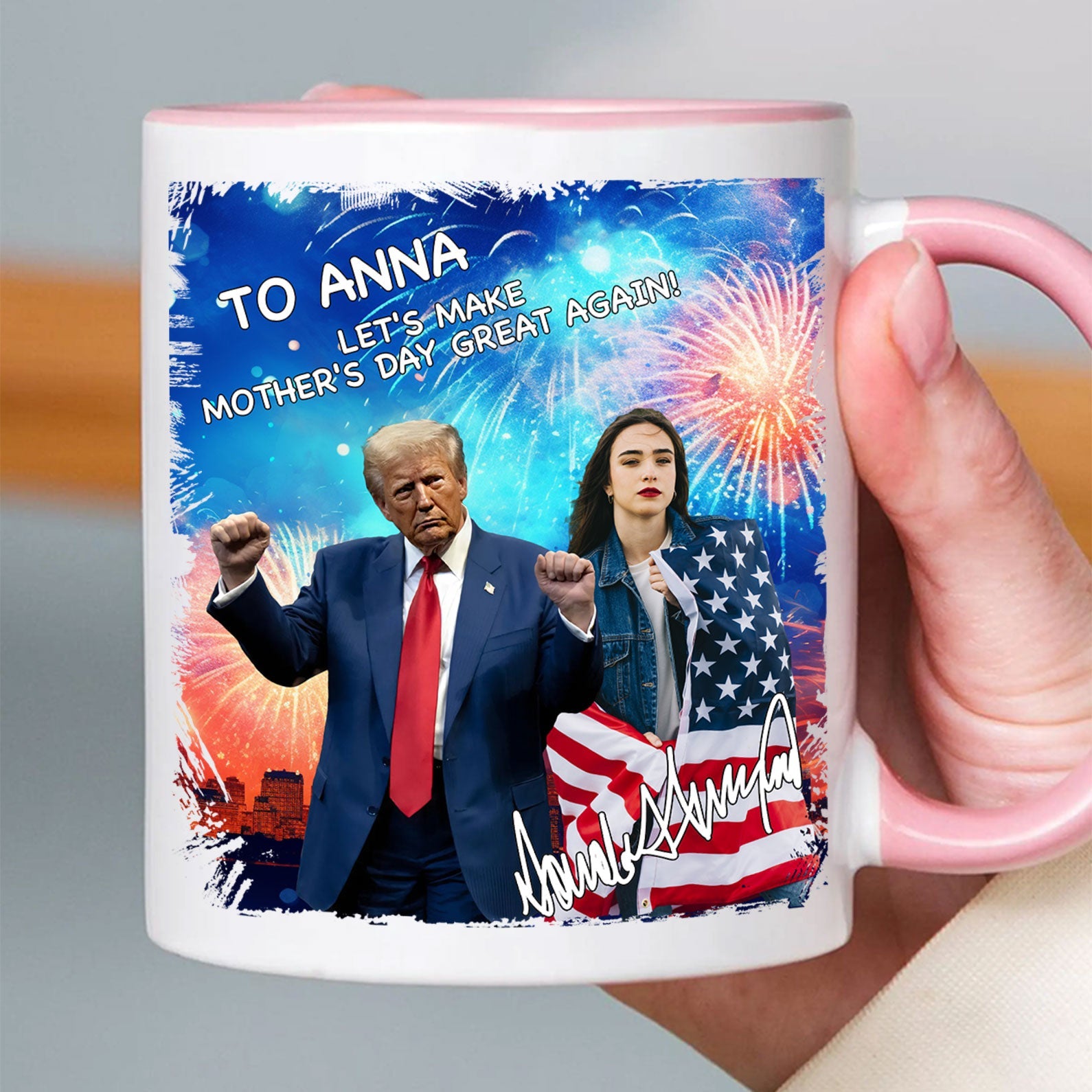 My Dad With Donald Trump Custom Photo Mug, Father's Day Mug, Father's Day Gifts, Gift For Dad, Trump 2025 Dad 682049 - GOP