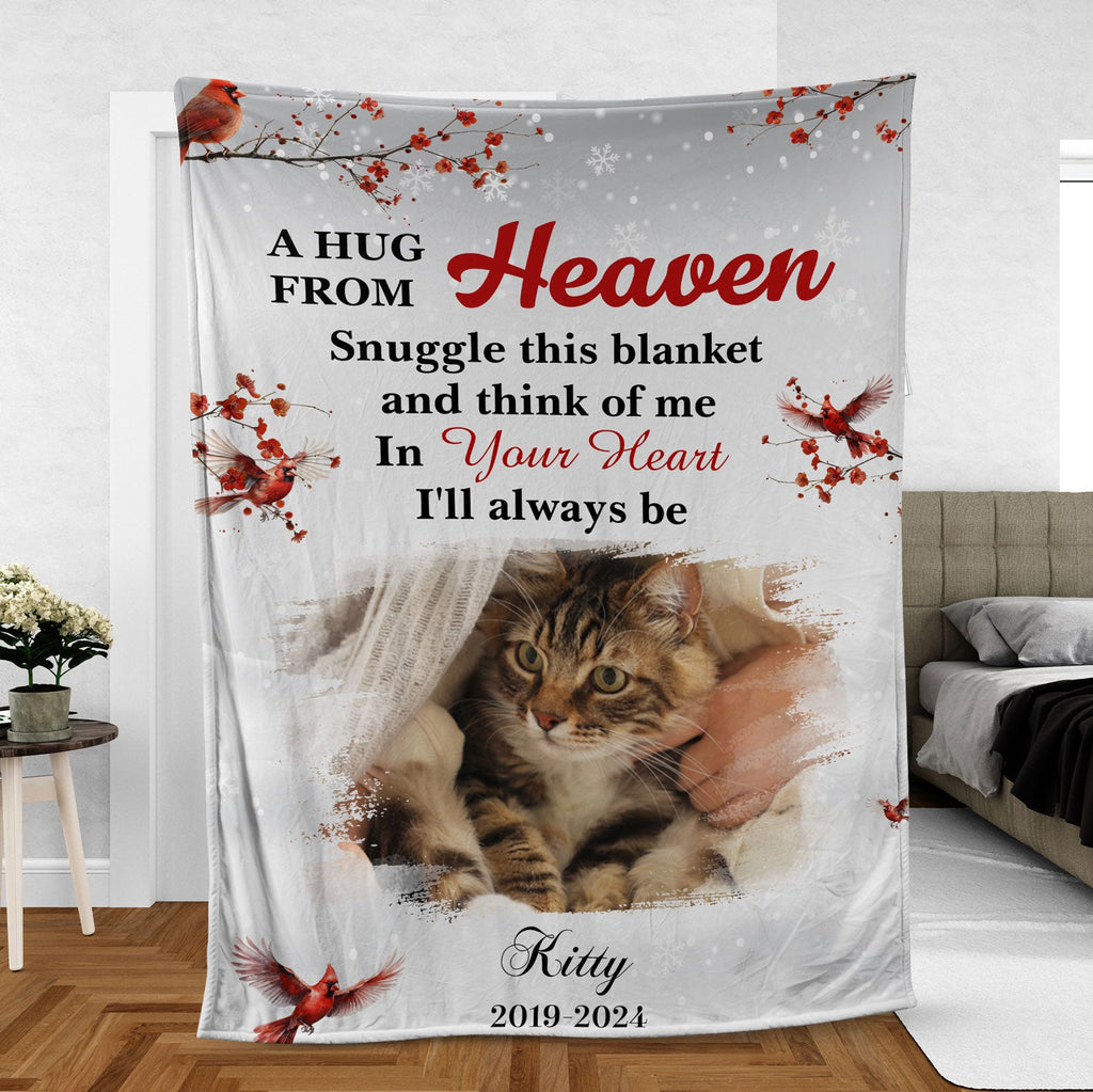 Snuggle This Blanket And Think Of Me, Personalized Memorial Blanket, Memorial Custom Photo Blanket, Remembrance Gift- 681979